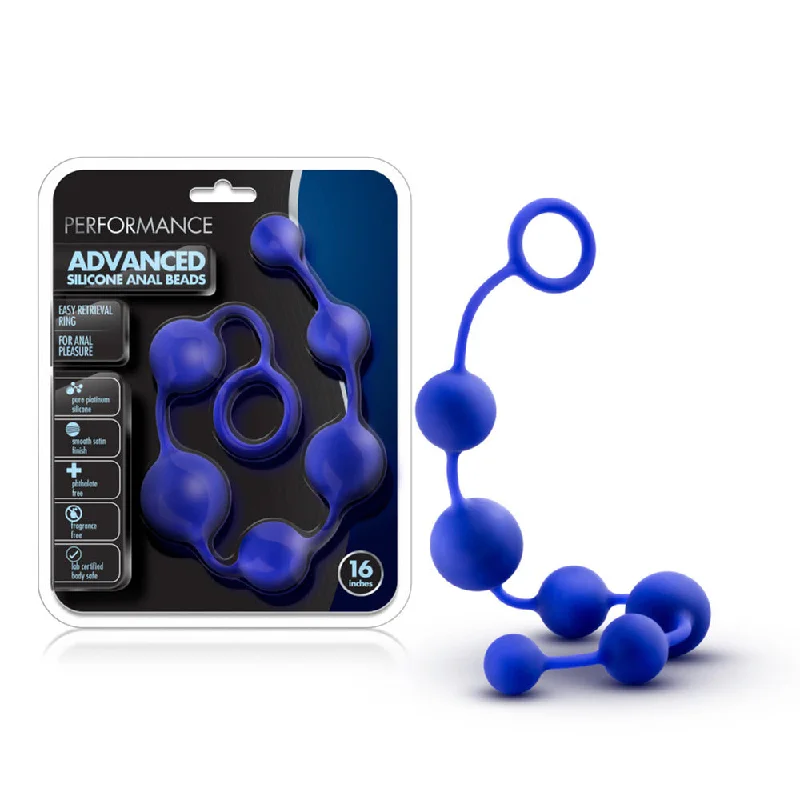 Performance 16" Silicone Anal Beads Indigo