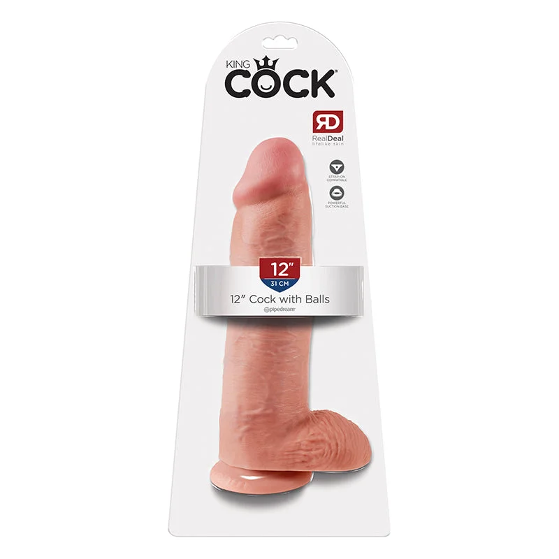 King C*ck 12 Inch C*ck Balls Beige