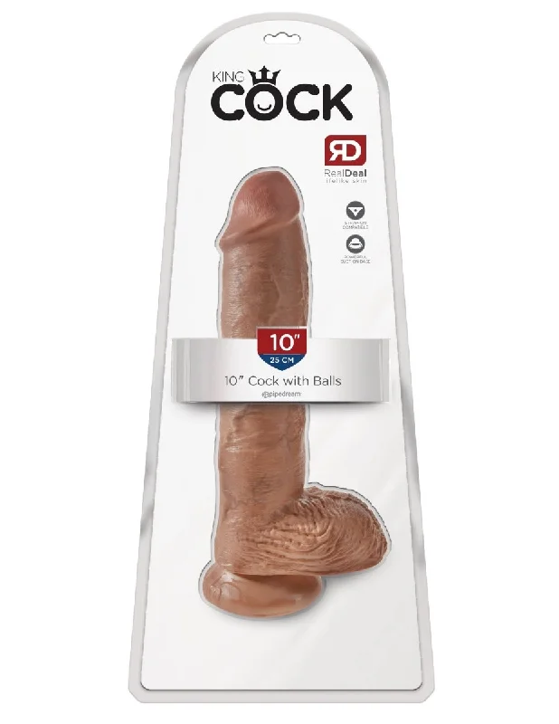 King Cock  10 Inch Cock With Balls - Tan