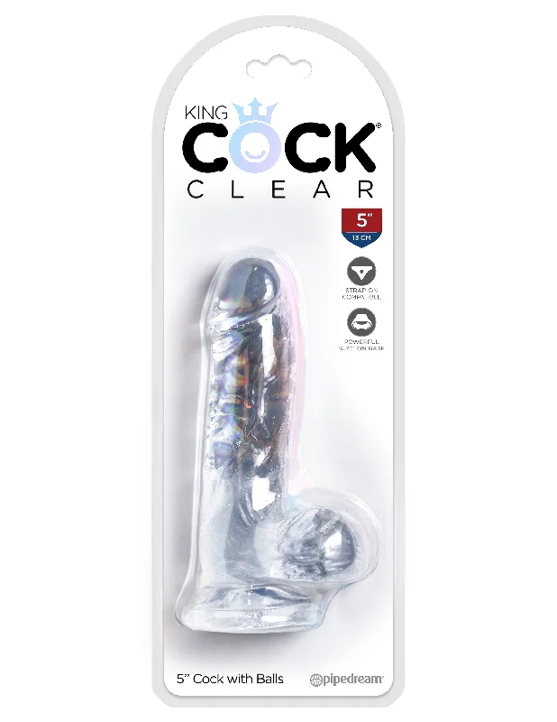 King Cock Clear 5" Dildo with Suction Cup for Hands-Free Fun