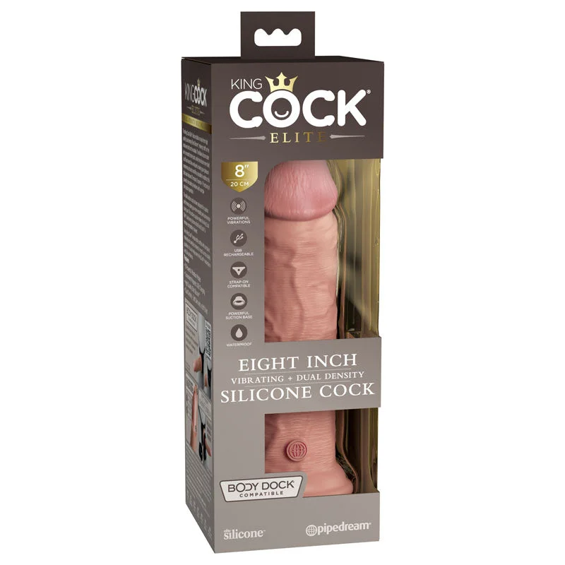 King Cock Elite 8'' Vibrating Dual Density Cock -