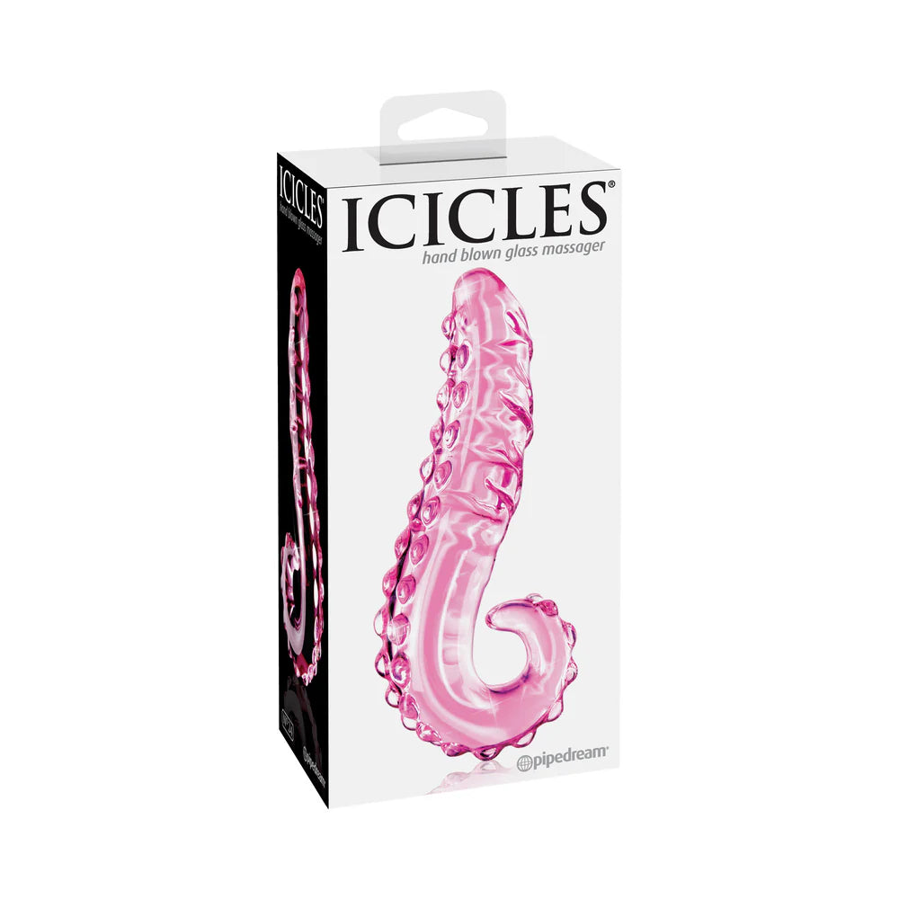 Pipedream Icicles No. 24 Curved Textured 6 in. Glass Dildo With Handle