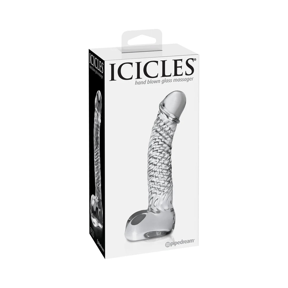 Pipedream Icicles No. 61 Curved Textured 6.5 in. Glass Dildo