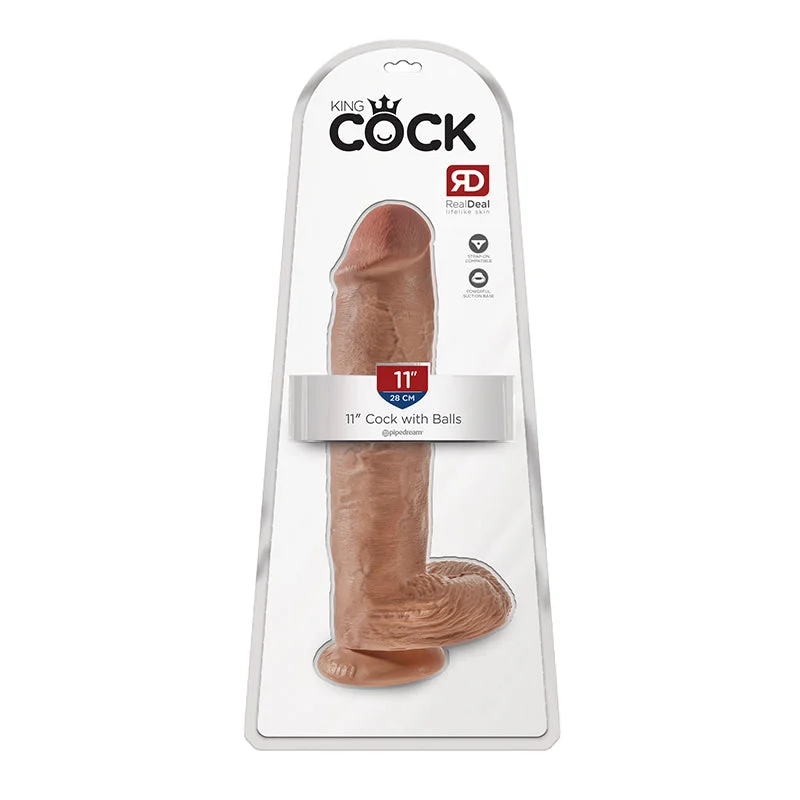 Pipedream King Cock 11 in. Cock With Balls Realistic Suction Cup Dildo Tan