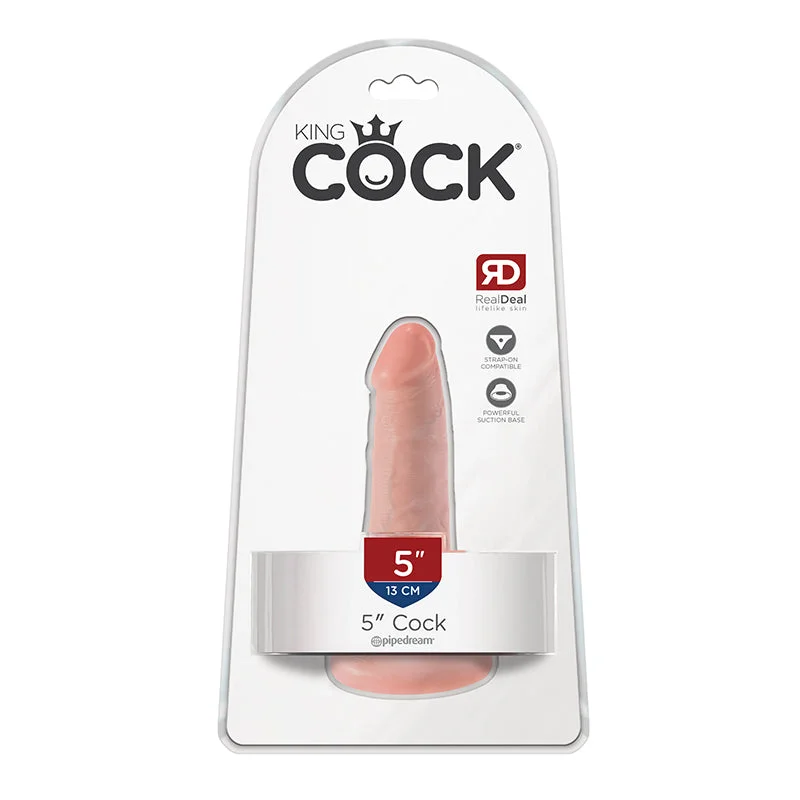 Pipedream King Cock 5 in. Cock Realistic Dildo With Suction Cup Beige