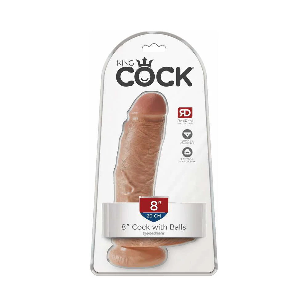 Pipedream King Cock 8 in. Cock With Balls Realistic Suction Cup Dildo