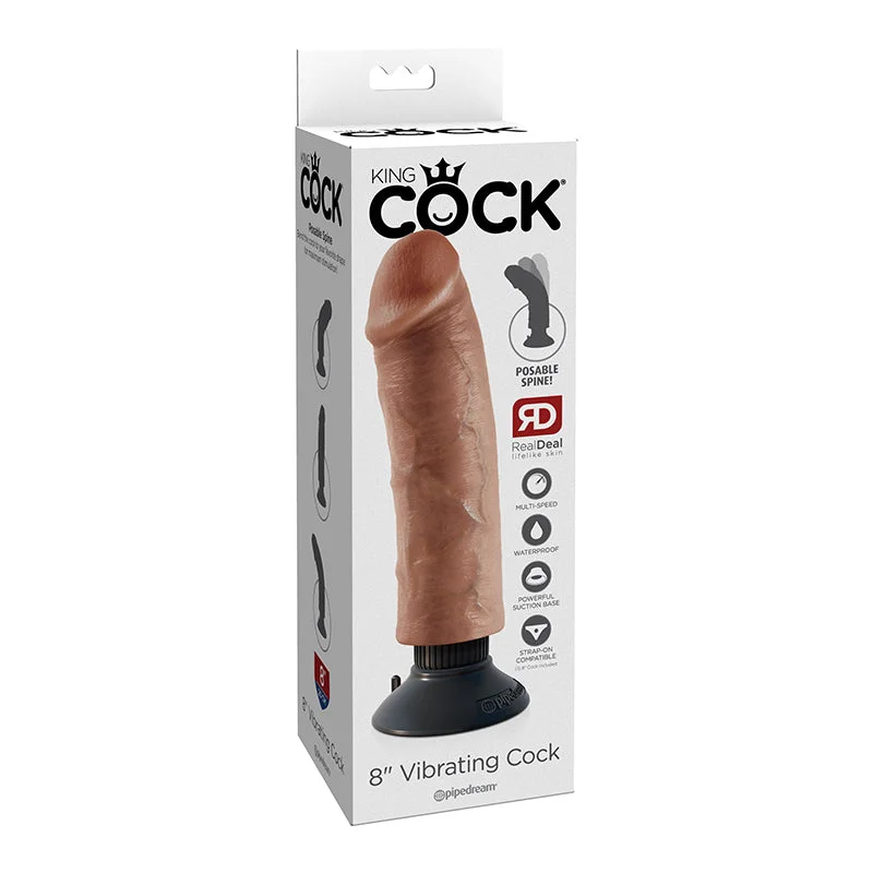 Pipedream King Cock 8 in. Vibrating Cock Poseable Dildo With Suction Cup Tan