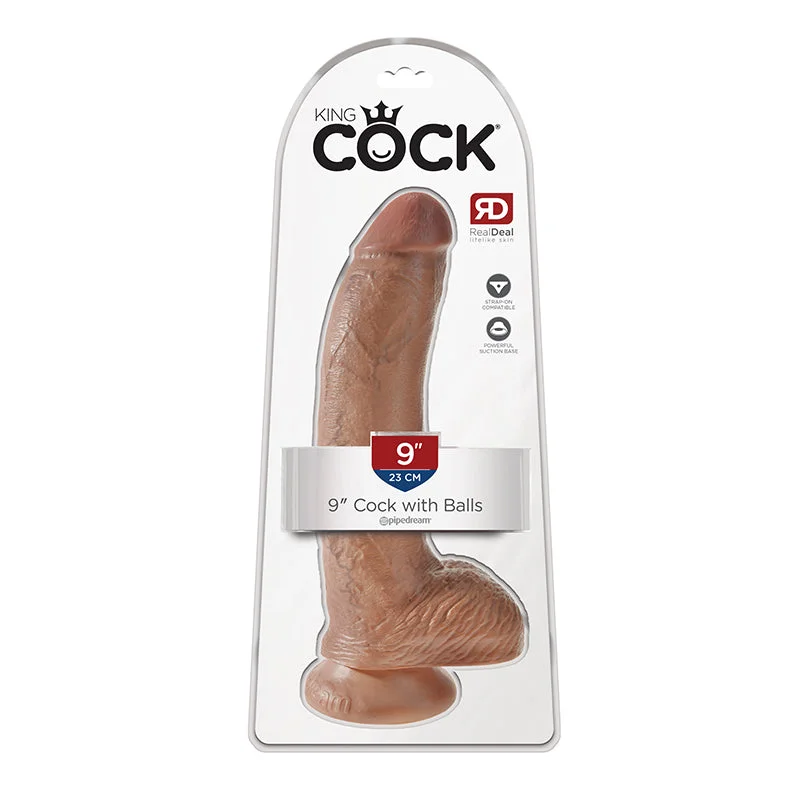 Pipedream King Cock 9 in. Cock With Balls Realistic Suction Cup Dildo Tan