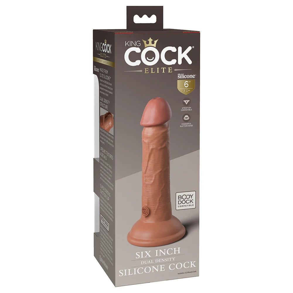 Pipedream King Cock Elite 6 in. Dual Density Silicone Cock Realistic Dildo With Suction Cup