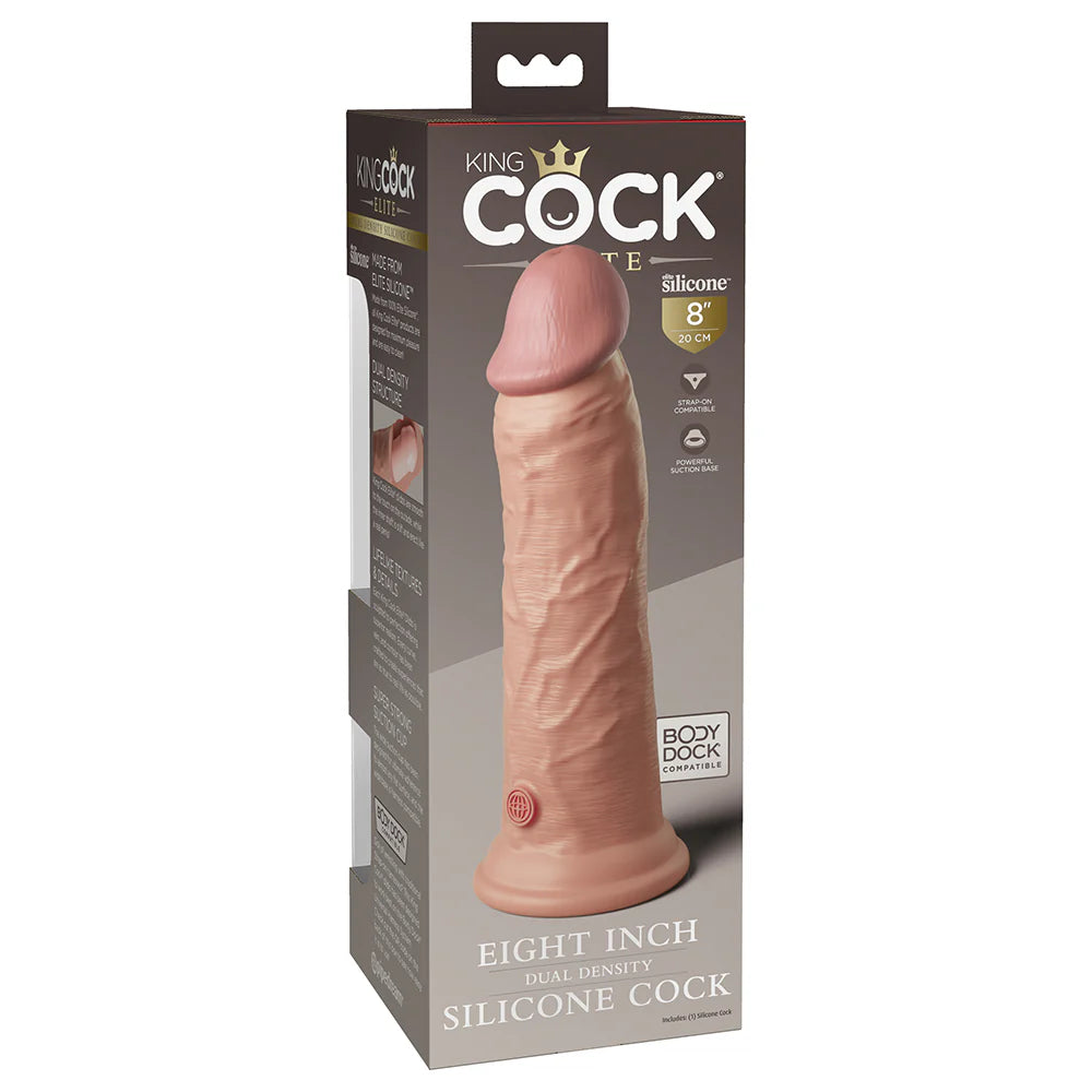 Pipedream King Cock Elite 8 in. Dual Density Silicone Cock Realistic Dildo With Suction Cup