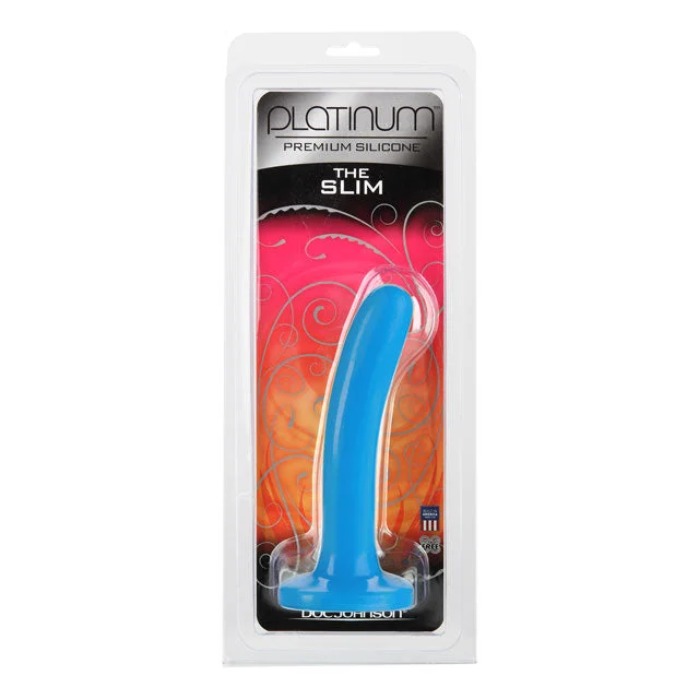 Platinum Premium Silicone The Slim Dildo - Blue