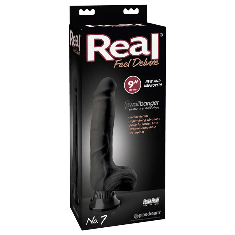 Real Feel Deluxe No 7 Black Vibrating Dildo