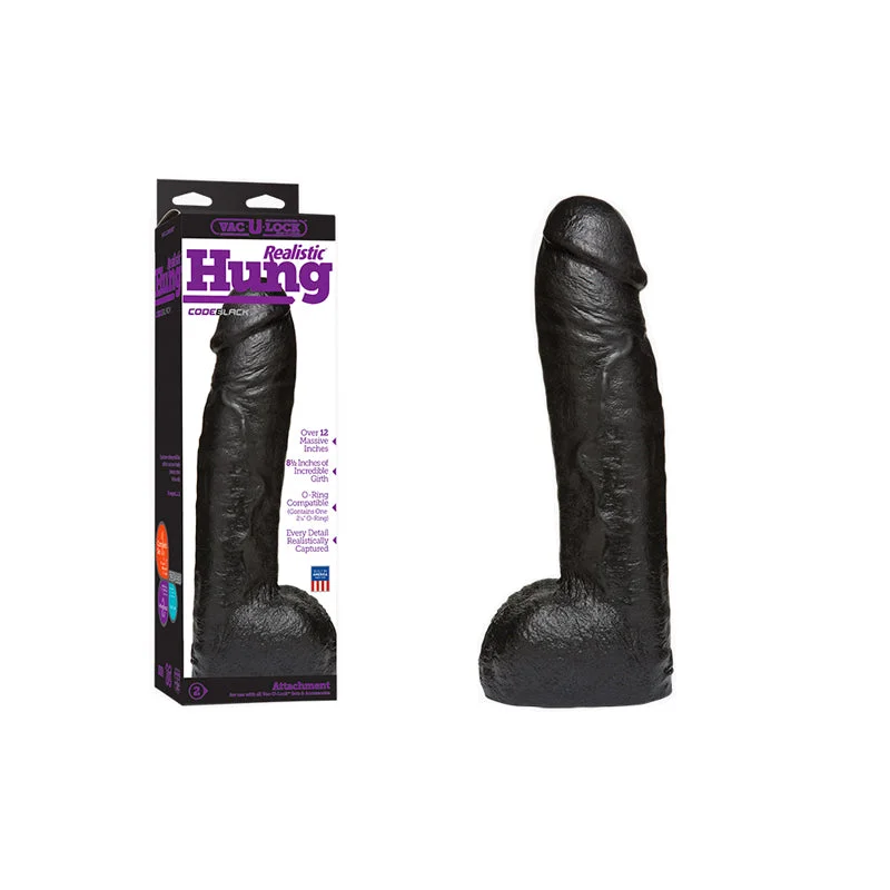 Vac U Lock Code Black Realistic Hung Dildo