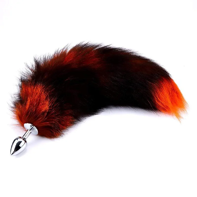 16" Black with Orange Fox Tail Metal Plug