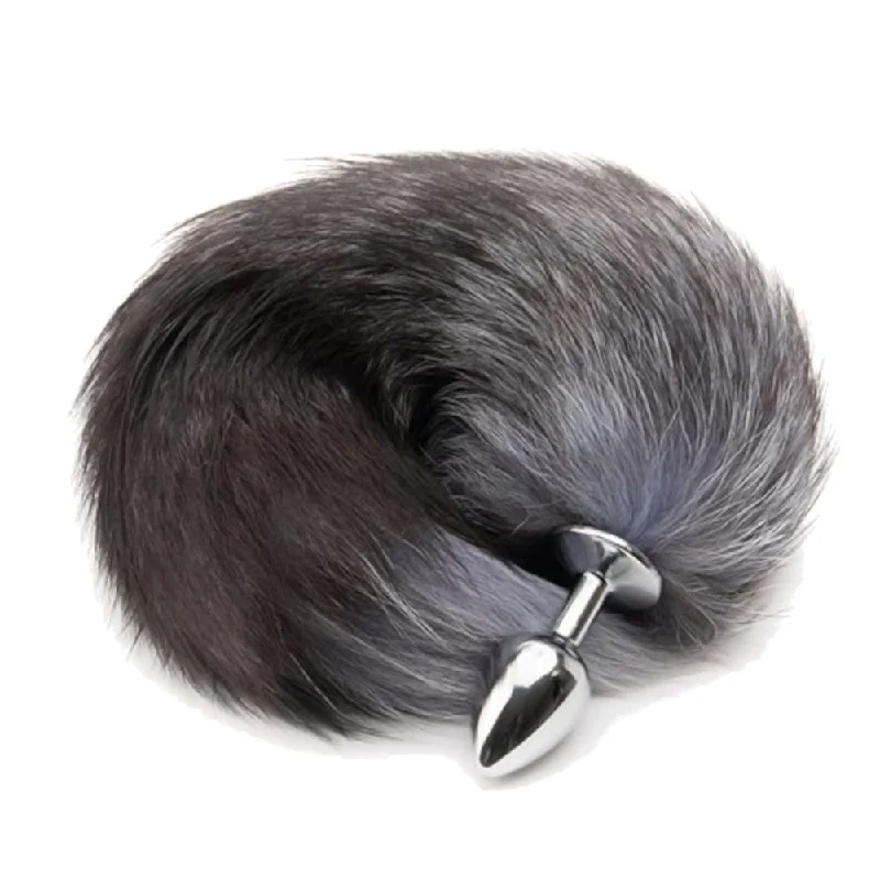 18" Grey Fox Tail Metal Plug, 3 Sizes