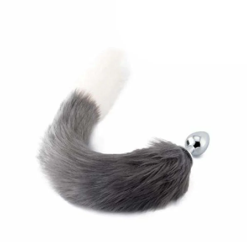 18" Grey Fox Tail Plug