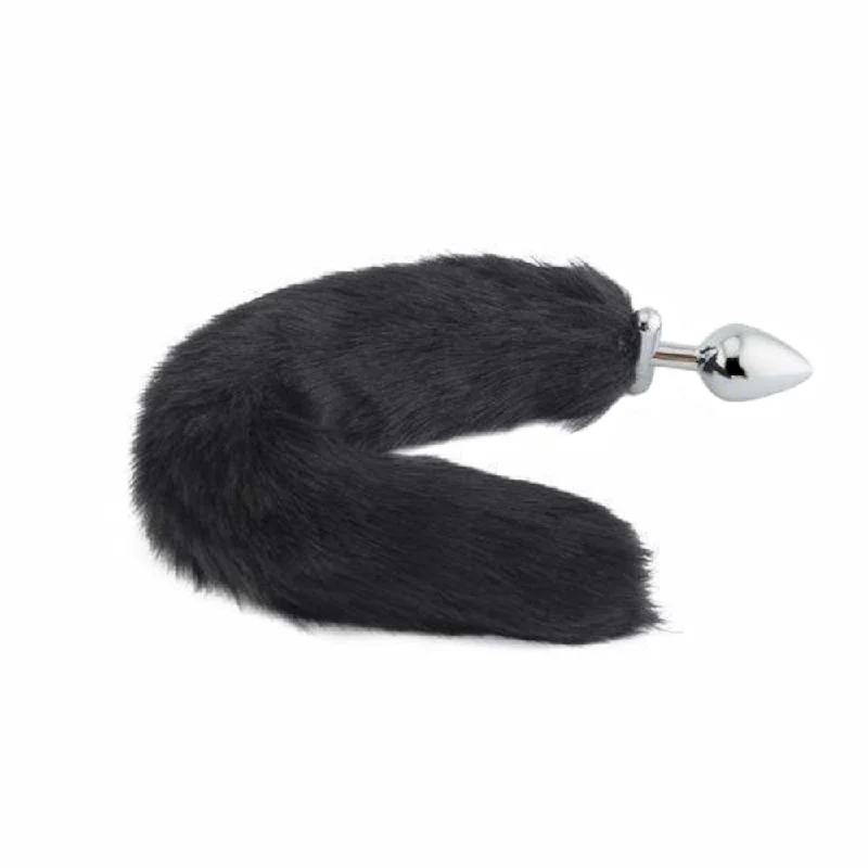 18" Shapeable Black Fox Tail Metal Plug