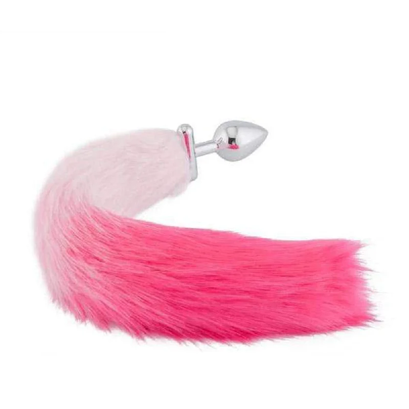 18" Shapeable White With Pink Fox Tail Plug