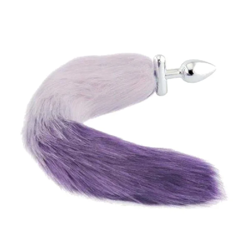 18" Shapeable White With Purple Fox Tail Metal Plug