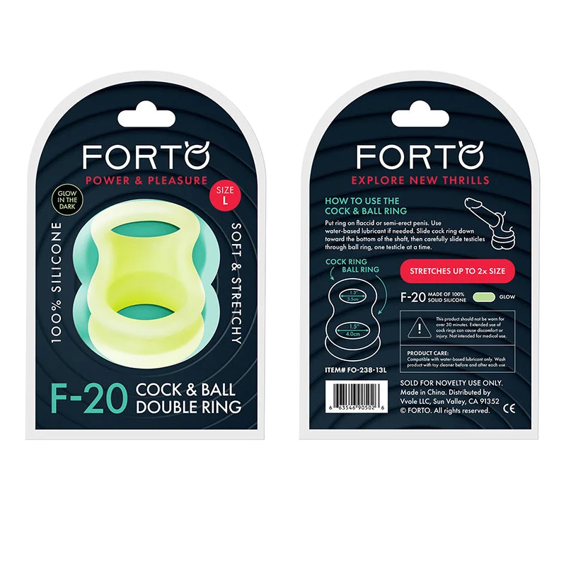 Forto F-20 Liquid Silicone Cockring & Ball Stretcher Large Glow