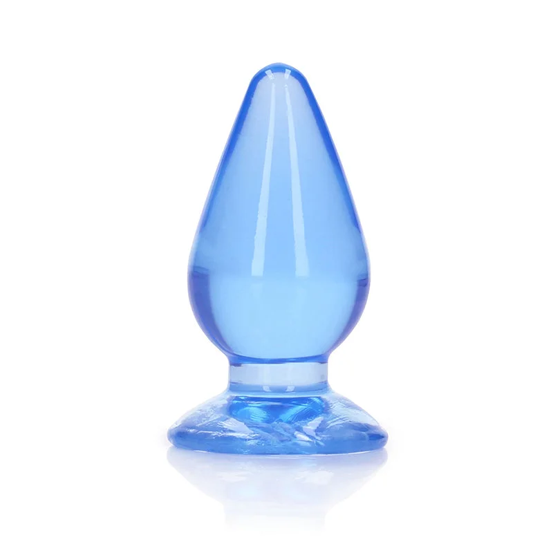 RealRock Crystal Clear 3.5 in. Anal Plug Blue