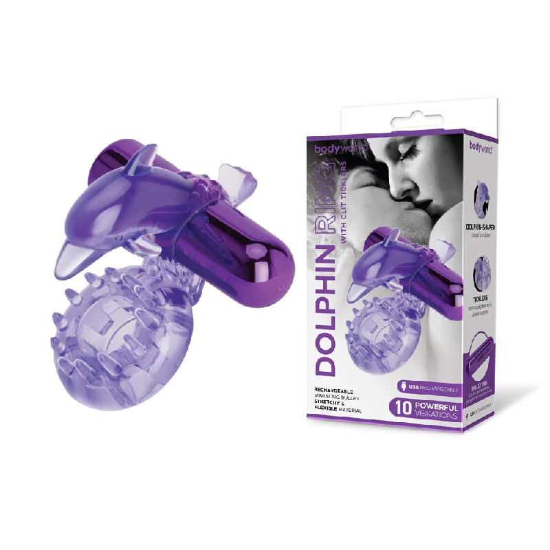 Bodywand Rechargeable Dolphin Ring with Clit Ticklers-(bw1501)