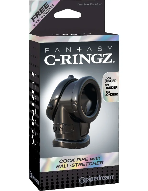 Fantasy C-Ringz Cock Pipe with Ball Stretcher - Black | Ultimate Support