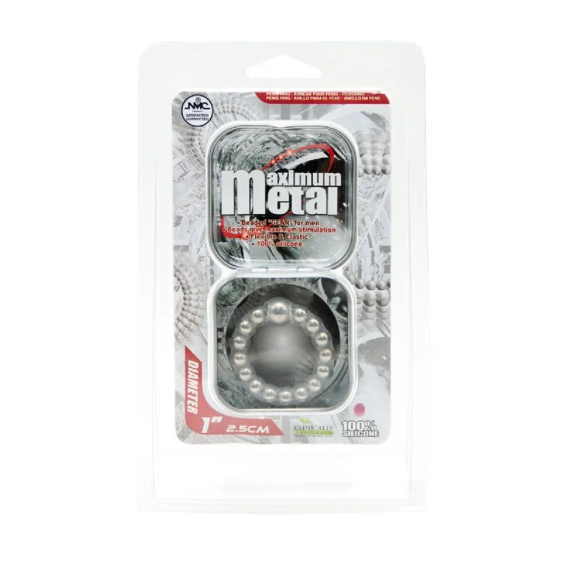 Nanma Maximum Metal Beaded Cock Ring Silver