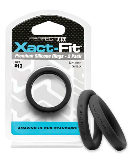 Perfect Fit Xact Fit #13 Cock Rings 2 Pack Black - Precision Sized Silicone Rings