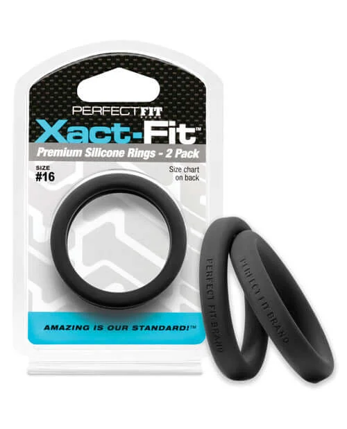 Perfect Fit Xact Fit #16 2 Pack Black Cock Rings