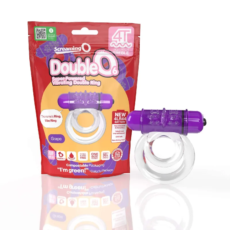 Screaming O 4T DoubleO 6 Grape Purple High Pitch Treble Super Powerful Vibrating Double Cock Ring