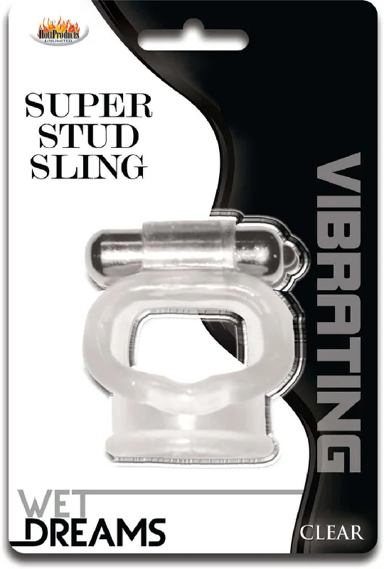 Wet Dreams Super Stud Sling Clear Vibrating Cock Ring