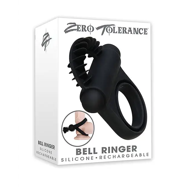 Zero Tolerance Bell Ringer Rechargeable Vibrating Flicking Silicone Cockring Black